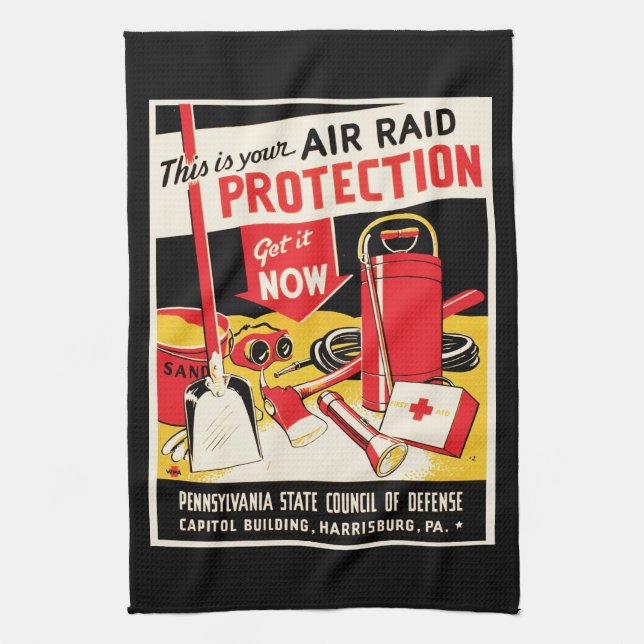 Air Raid Protection Tea Towel (Vertical)