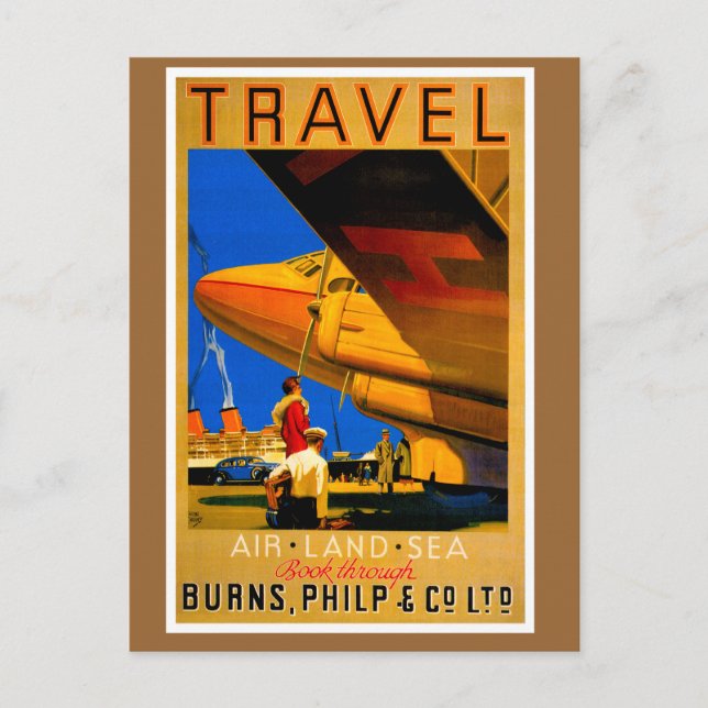 Air, Sea and Land Travel Vertical Postcard (Front)