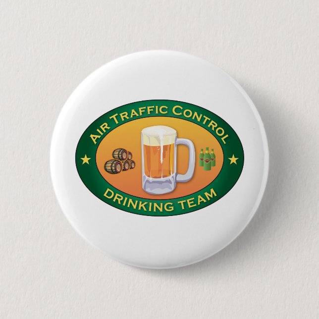 Air Traffic Control Drinking Team 6 Cm Round Badge (Front)
