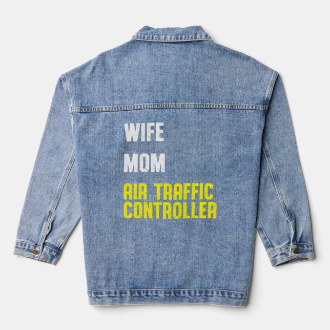 Air Traffic Controller Boring Atc Flight Control  Denim Jacket (Back)
