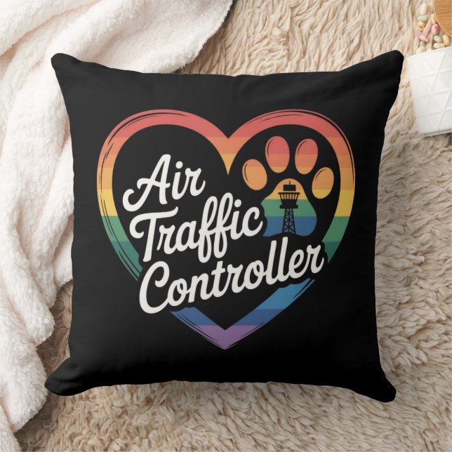 Air Traffic Controller Rainbow Heart Cushion (Blanket)