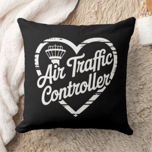 Air Traffic Controller Rainbow Heart Cushion