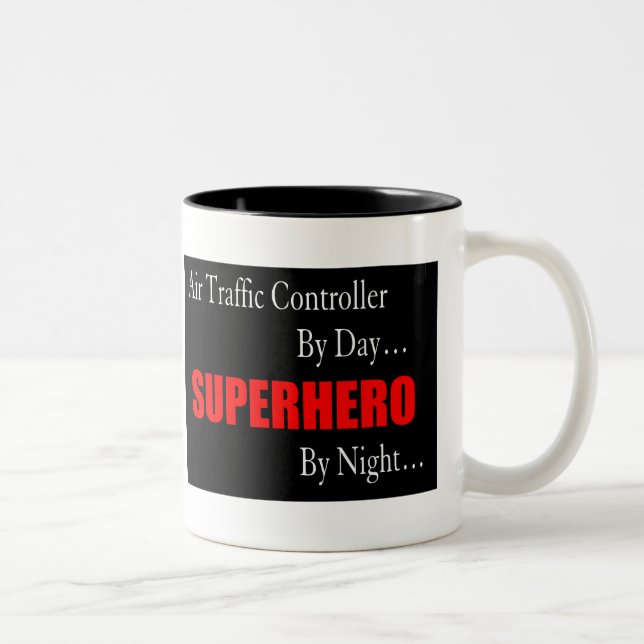 Air Traffic Controller Superhero Two-Tone Coffee Mug (Right)