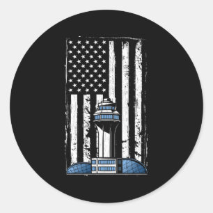 Air Traffic Controller Usa Flag Aeroplane Aviation Classic Round Sticker