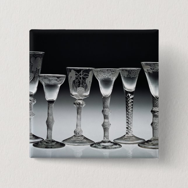 Air-twist glasses, 1750-60 15 cm square badge (Front)