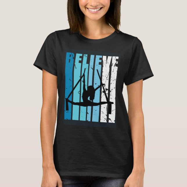 Air Yoga Aerialist Retro Believe Turquoise Air Yog T-Shirt (Front)