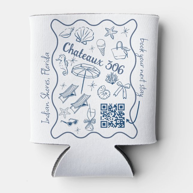 Airbnb and Rental Property Custom QR Code Promo Can Cooler (Front)