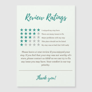 Airbnb Ratings 5 Star Magnetic Guest Fridge Card