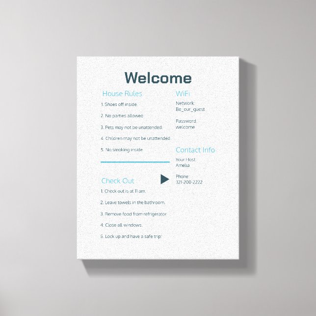 Airbnb Vrbo Welcome Sign Template Rental Guide (Front)
