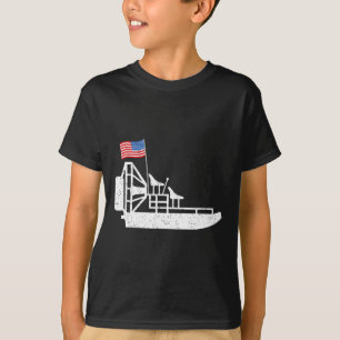 Airboat 4th Of July Usa Flag Swamp Boat Fanboat Pa T-Shirt