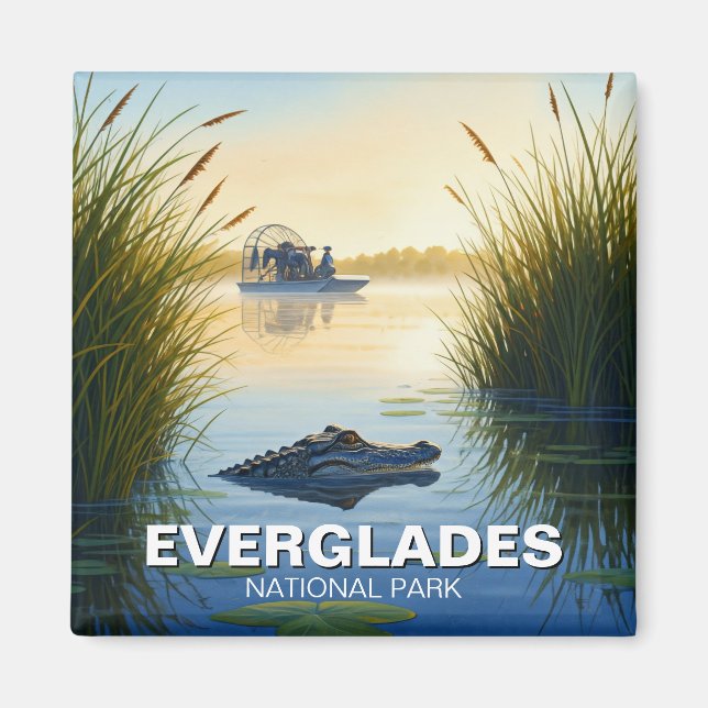 Airboat Alligator Everglades National Park Florida Magnet (Front)