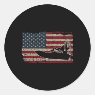 Airboat America Flag I Patriotic Airboat Captain R Classic Round Sticker