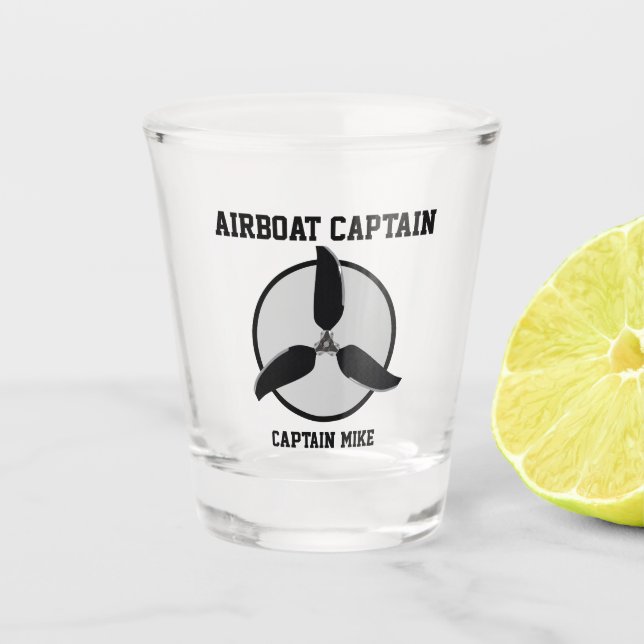 Airboat Captain Add Name Beer Cooler Shot Glass (Front)
