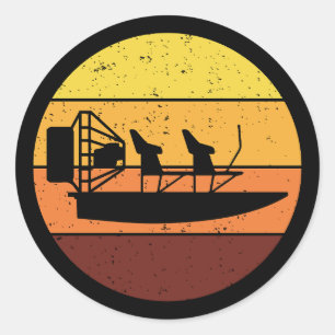 Airboat Fanboat Airboating Planeboat Vintage Retro Classic Round Sticker
