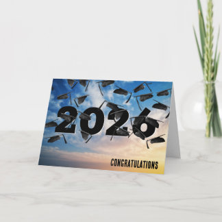 Airborne 2026 Black Graduation Hats Card