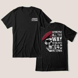 Airborne All The Way Veteran Skull Tri-Blend Shirt