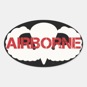 Airborne Crest on BLACK Oval Sticker