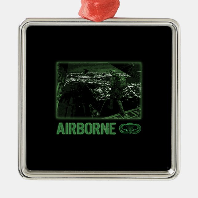 Airborne Jump at Night Metal Tree Decoration (Front)