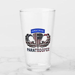 Airborne Jump Wings with American Flag Glass