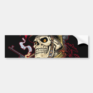 Airborne or Marine Paratrooper Skull with Helmet Bumper Sticker