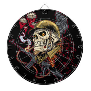 Airborne or Marine Paratrooper Skull with Helmet Dartboard