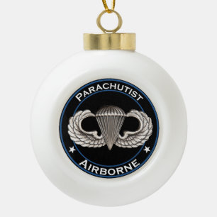 Airborne Parachutist Ceramic Ball Christmas Ornament