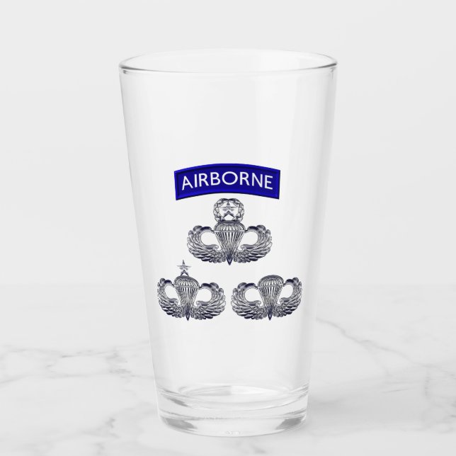 Airborne Paratrooper Jump Wings Glass (Front)