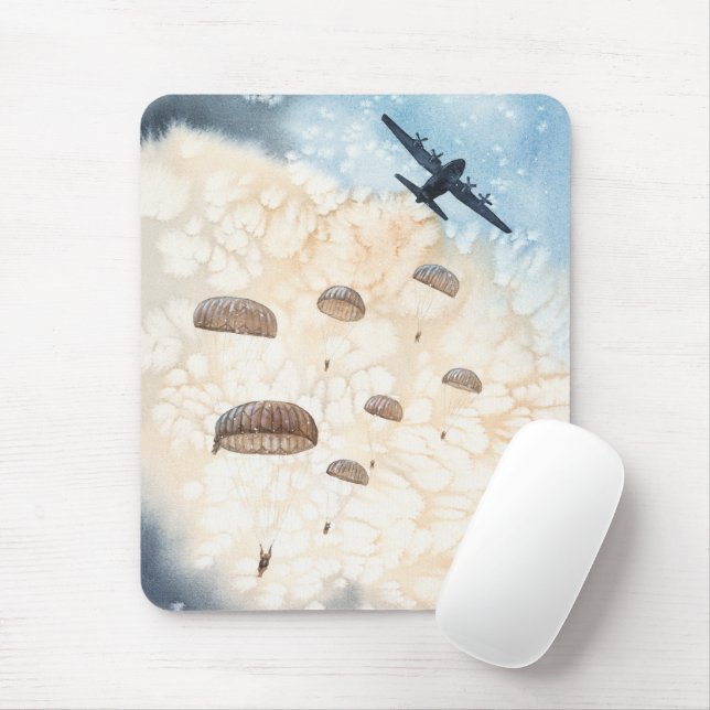 Airborne Paratroopers Jump Mouse Mat (With Mouse)