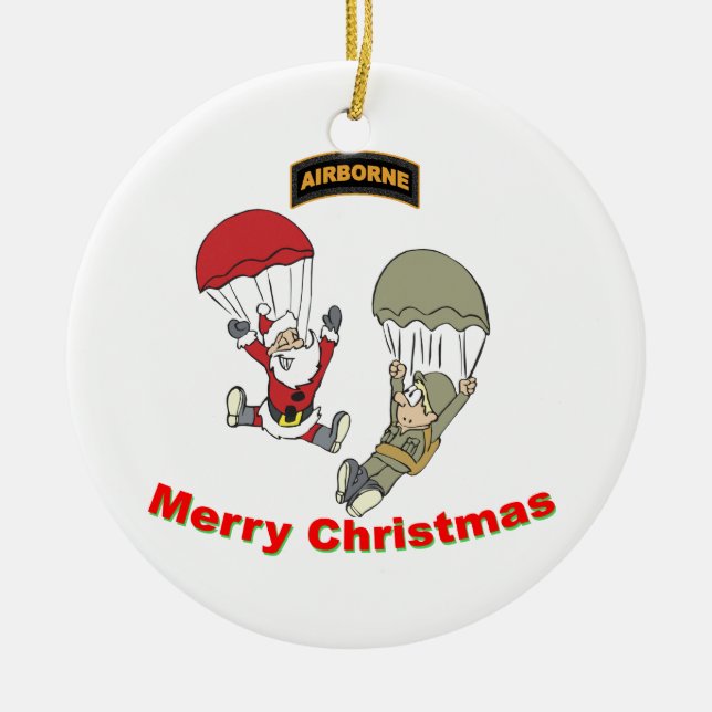 Airborne Santa II Ceramic Tree Decoration (Front)