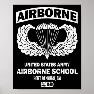 Airborne School Fort Benning Est 1940 Paratrooper Poster