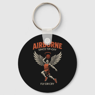 Airborne Since Tip-off Winged Sketll Player Design Key Ring
