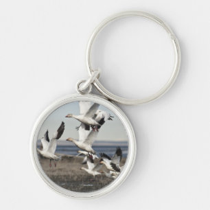 Airborne Snow Geese Key Ring