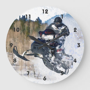 Airborne Snowmobile Large Clock