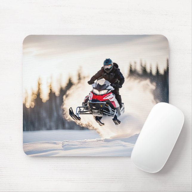 Airborne Snowmobiler Mouse Mat (With Mouse)
