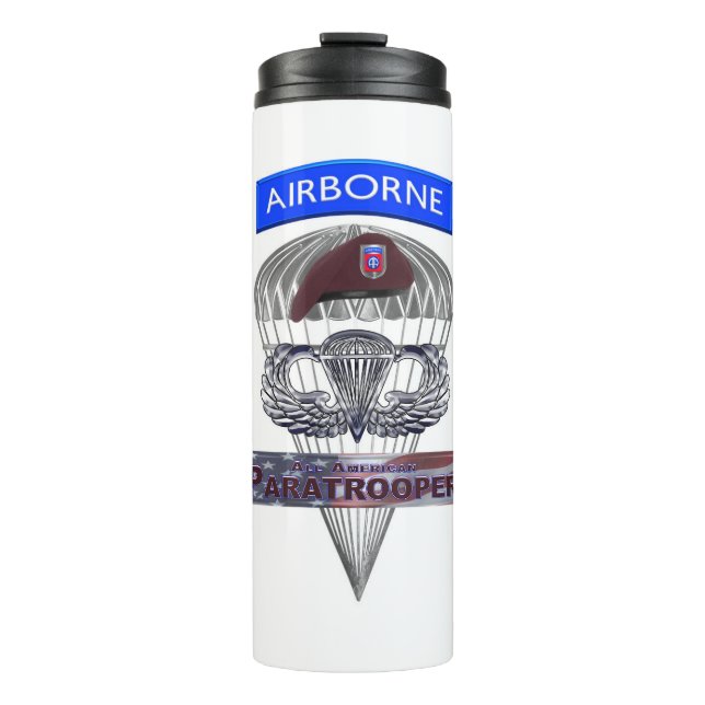 Airborne Tab Steel Paratrooper Jump Wings Thermal Tumbler (Front)