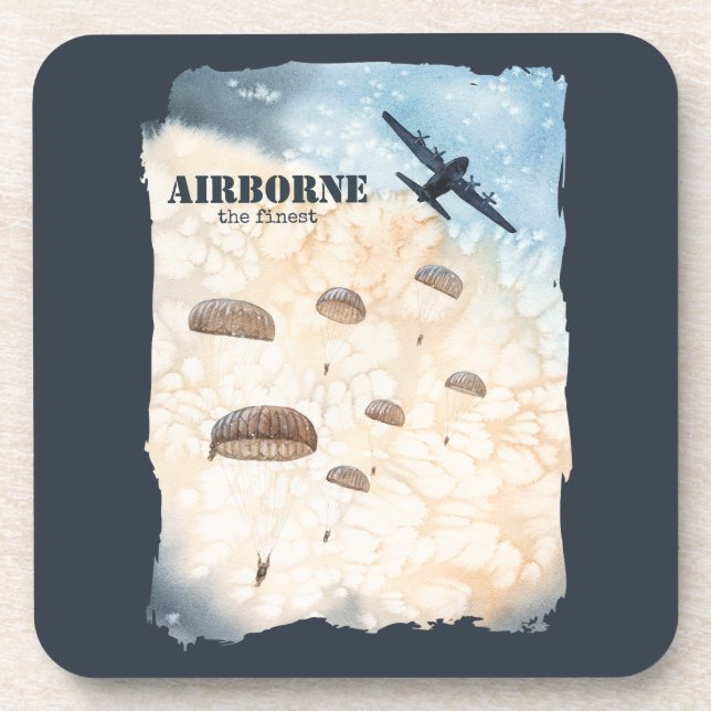Airborne The Finest Paratroopers Jump Customisable Coaster (Front)