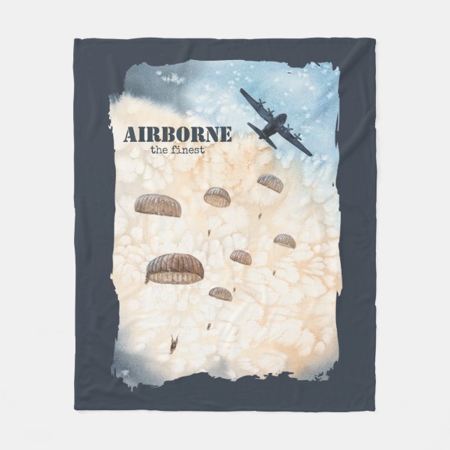 Airborne The Finest Paratroopers Jump Customisable Fleece Blanket (Front)