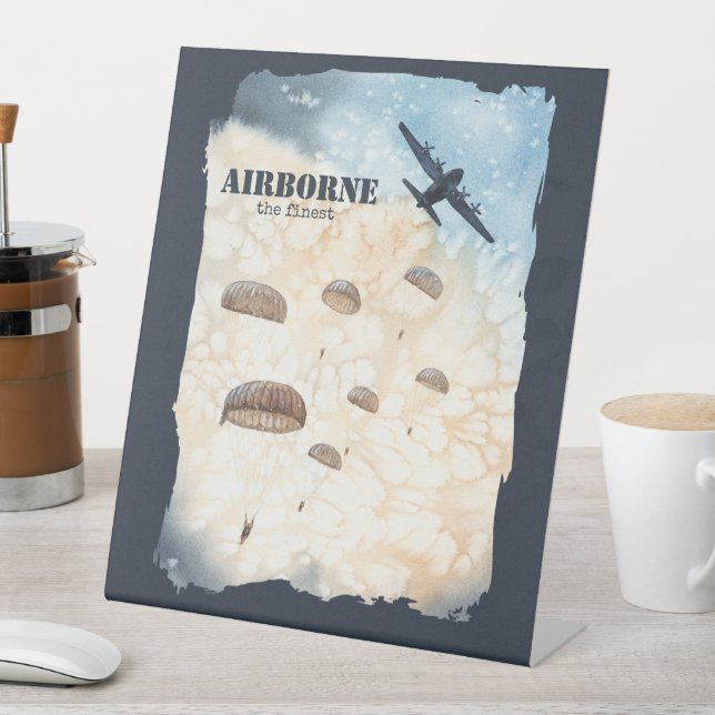 Airborne The Finest Paratroopers Jump Customisable Pedestal Sign (In SItu)
