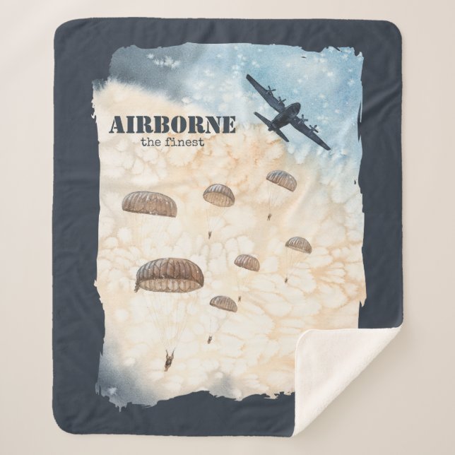 Airborne The Finest Paratroopers Jump Customisable Sherpa Blanket (Front)