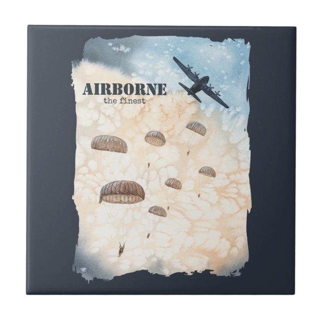 Airborne The Finest Paratroopers Jump Customisable Tile (Front)