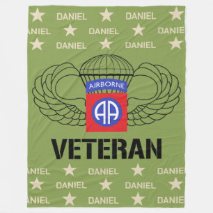 Airborne Veteran Custom Name Fleece Blanket