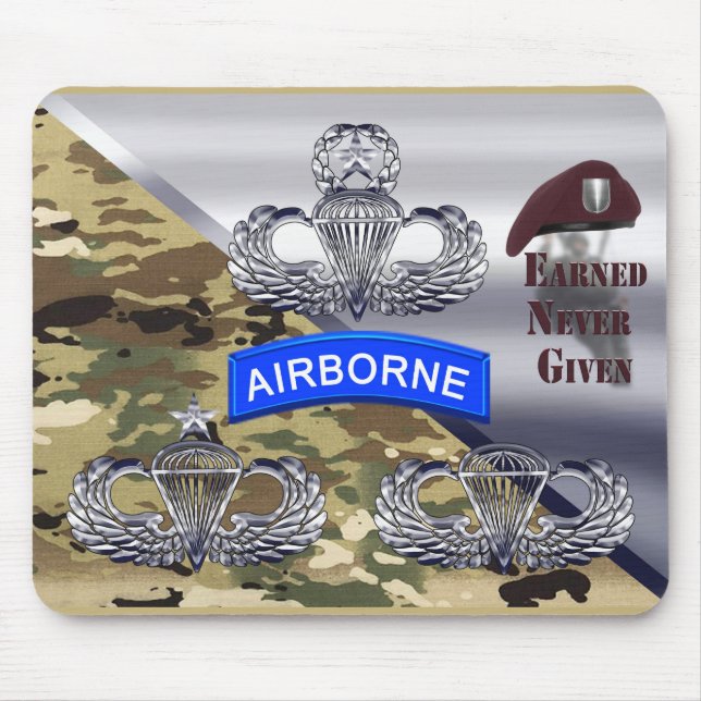 Airborne Wings – Earned Never Given Mouse Mat (Front)