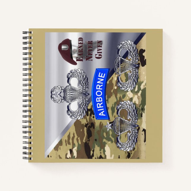 Airborne Wings – Earned Never Given Notebook (Front)