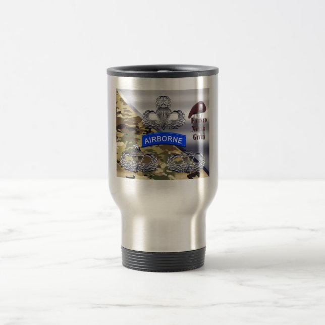 Airborne Wings – Earned Never Given Travel Mug (Center)