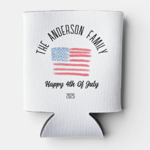 Airbrush American Flag Personalised Family Name Can Cooler