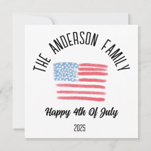 Airbrush American Flag Personalised Family Name Holiday Card