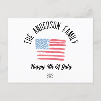 Airbrush American Flag Personalised Family Name Holiday Postcard