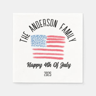Airbrush American Flag Personalised Family Name Napkin