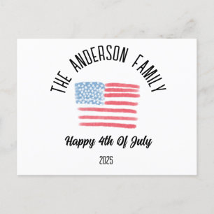 Airbrush American Flag Personalized Family Name Holiday Postcard