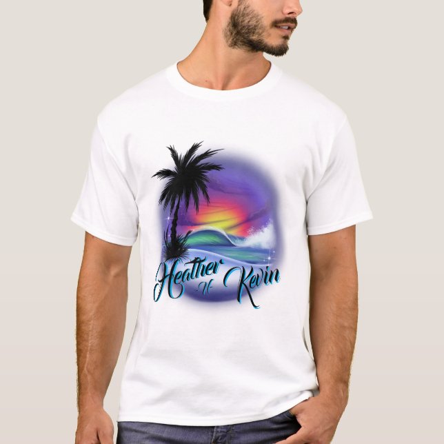 Airbrush Beach Scene T-Shirt (Front)